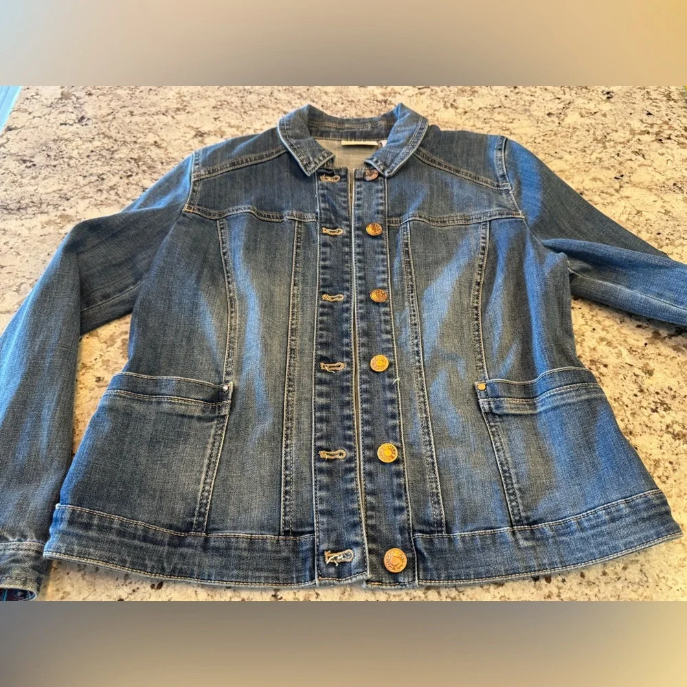 Chico's Blue Denim Set with Multicolor Embroidery - Picture 7 of 15